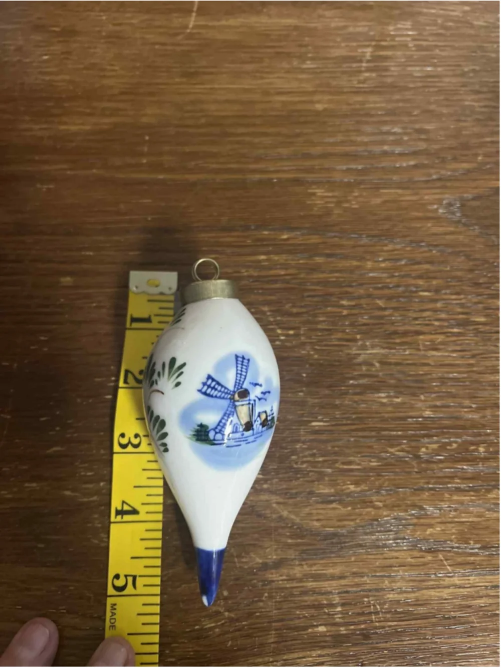 Delft Blue Christmas Ornament Hand Painted Dutch Windmill Numbered Ceramic 01917